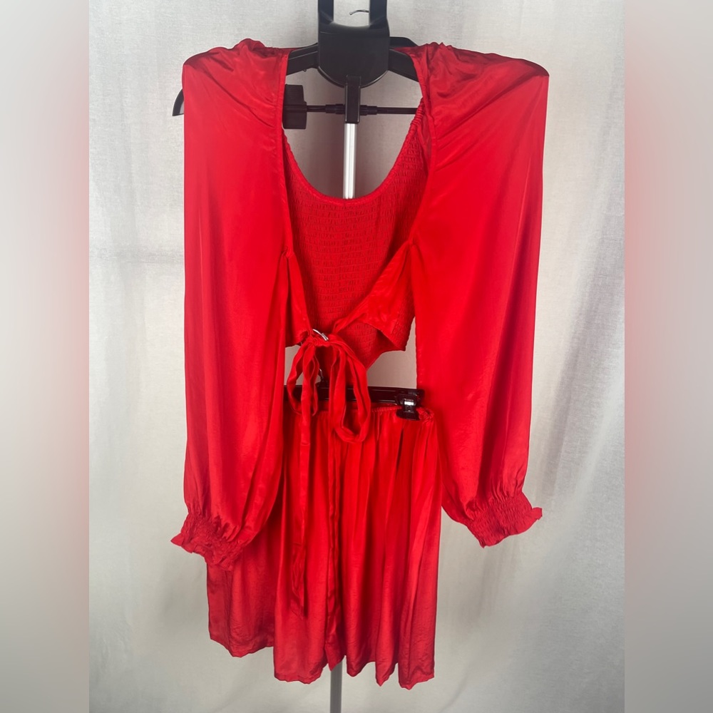 Shahida Parides Red Long Sleeve Cutout Mini Dress Size Large (12) NWT - Picture 7 of 14